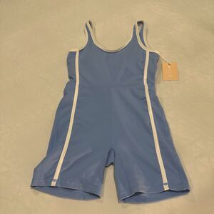 WILO the Label Short Rib Romper Athletic One Piece run yoga Blue NWT $78 XS